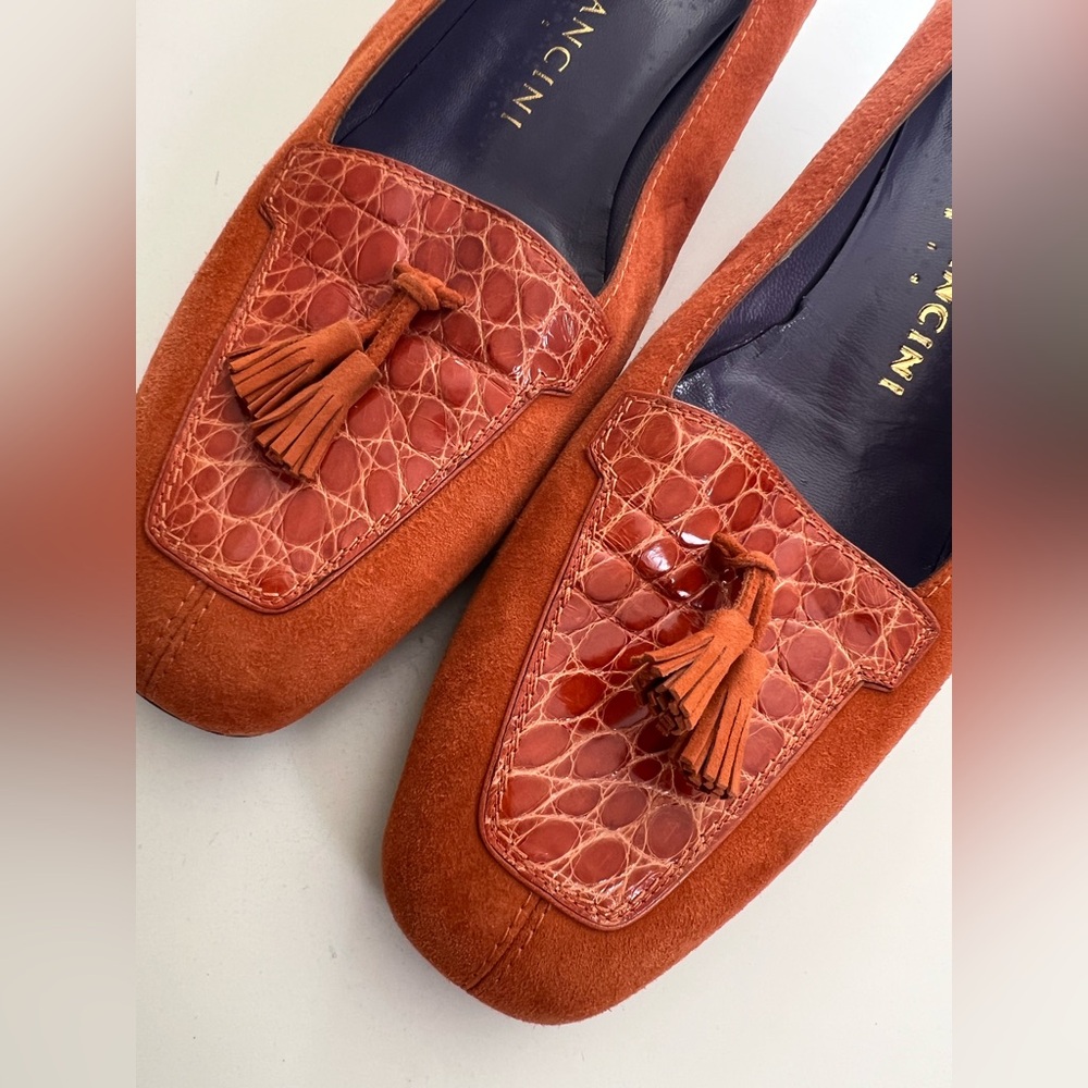 Rene Mancini Paris Orange Suede Women's Loafers - Picture 7 of 11